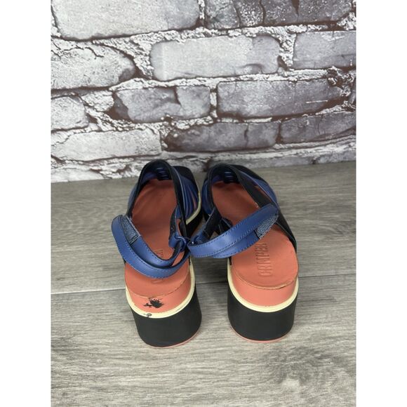 Camper Tropic Black Blue Leather Ankle Strap Wedge Sandals Women’s Sz 36EU/6M US - Picture 5 of 16